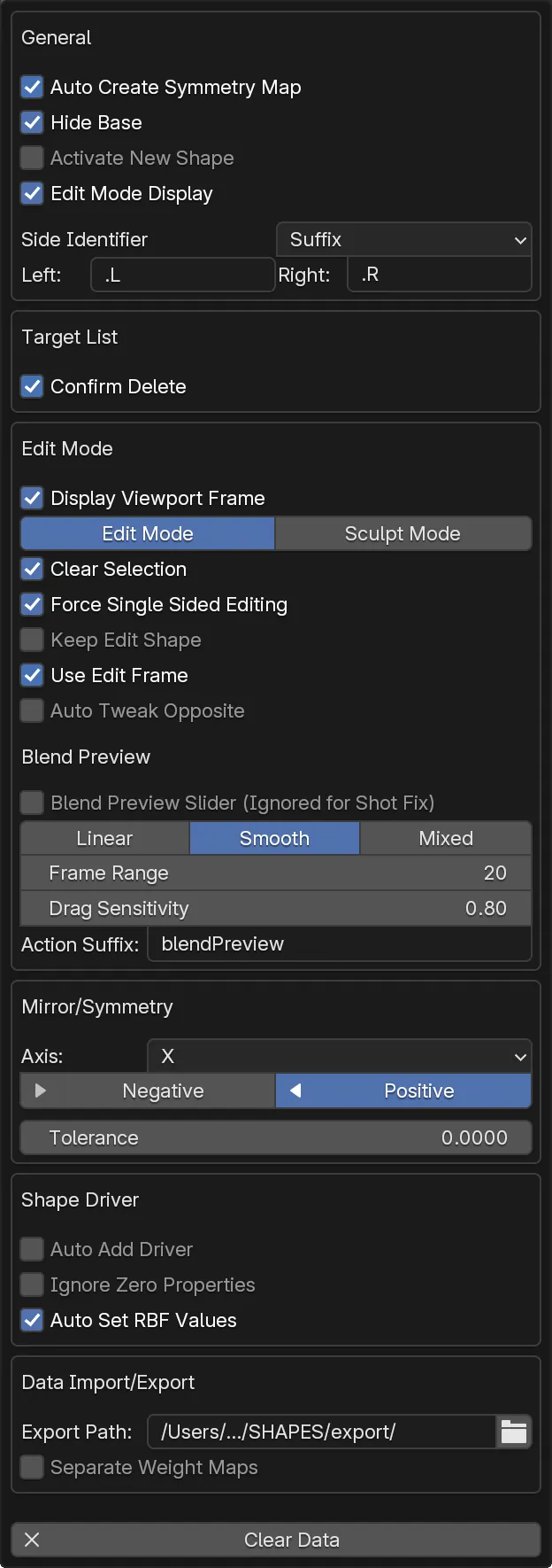 The Tool Preferences panel.
